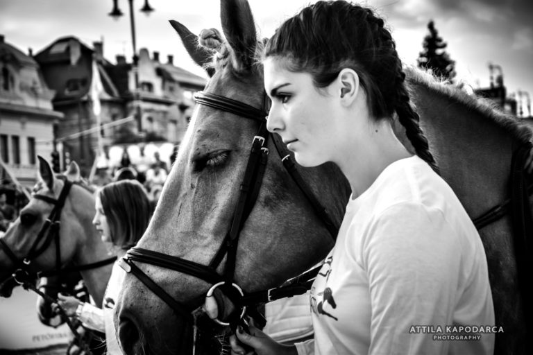 Budapest photographer for tourists captures horses and woman Nemzeti Vagta