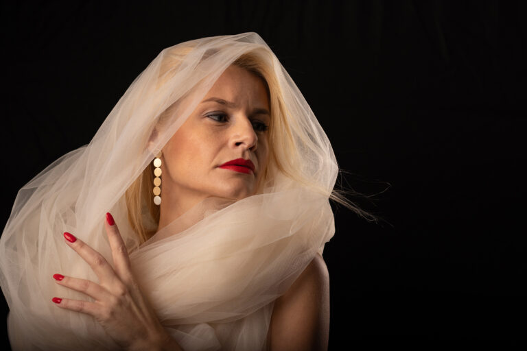 Budapest studio photography portraits woman under veil