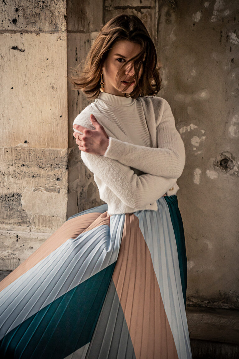 Budapest photographer for tourists captures woman on a windy day