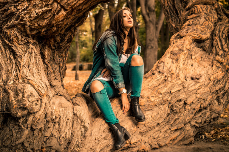 Budapest photographer for tourists captures woman on a tree