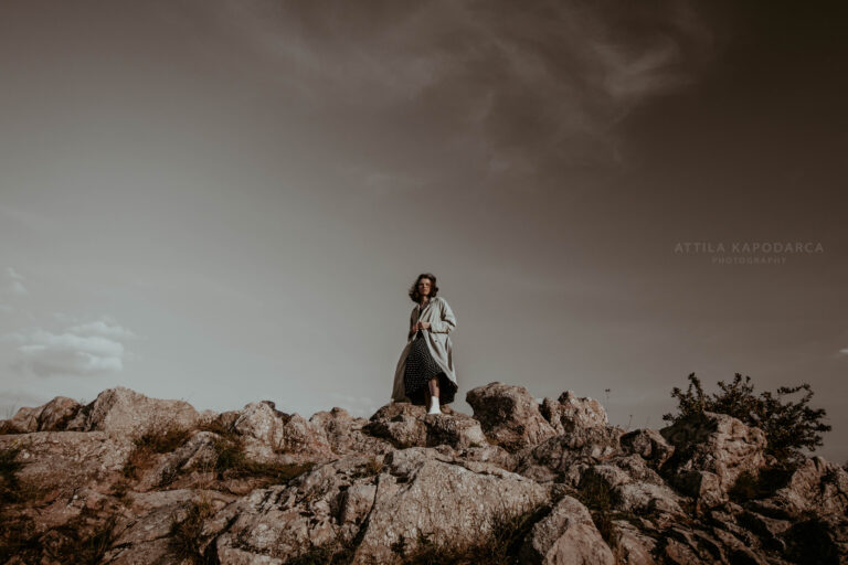 Budapest photographer for tourists captures woman standing on the end of the world