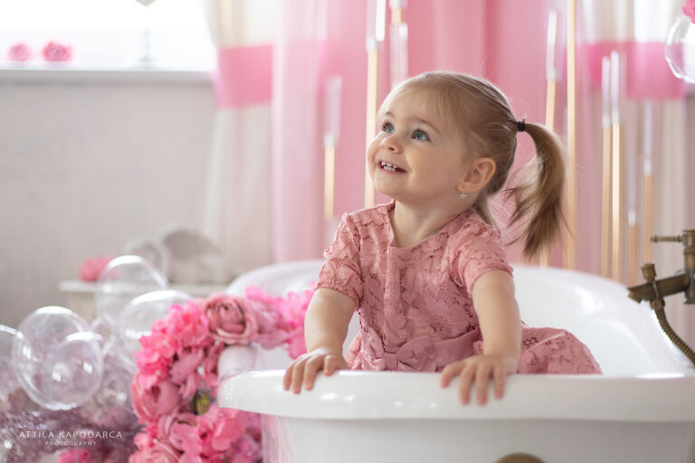 Adorable Baby Bath Time Photoshoot by Attila Kapodarca Photographer