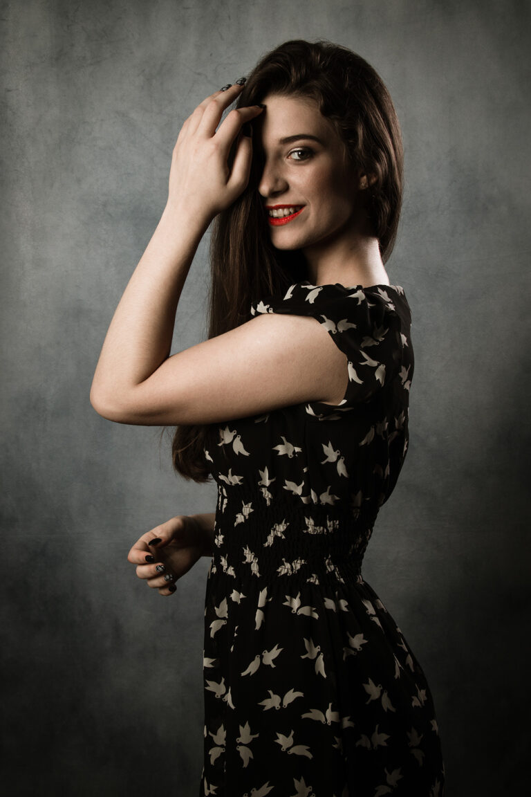 Budapest studio photography portraits black dress